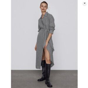 Zara LIMITED EDITION KNOTTED DRESS Wool Blend Knotted Midi Dress